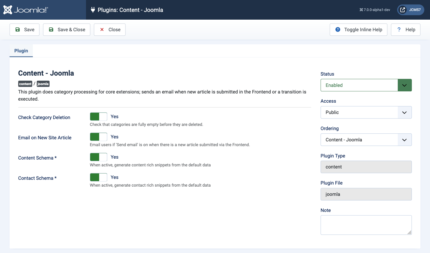 Content Joomla plugin