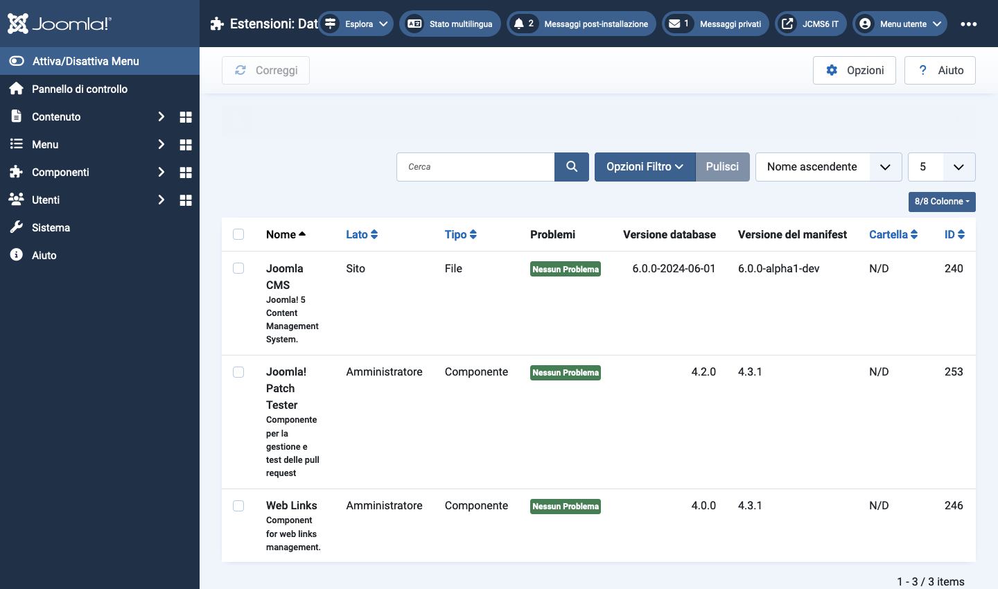 Database di manutenzione