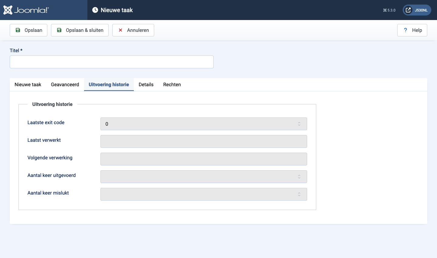 joomla update notification execution history tab parameters