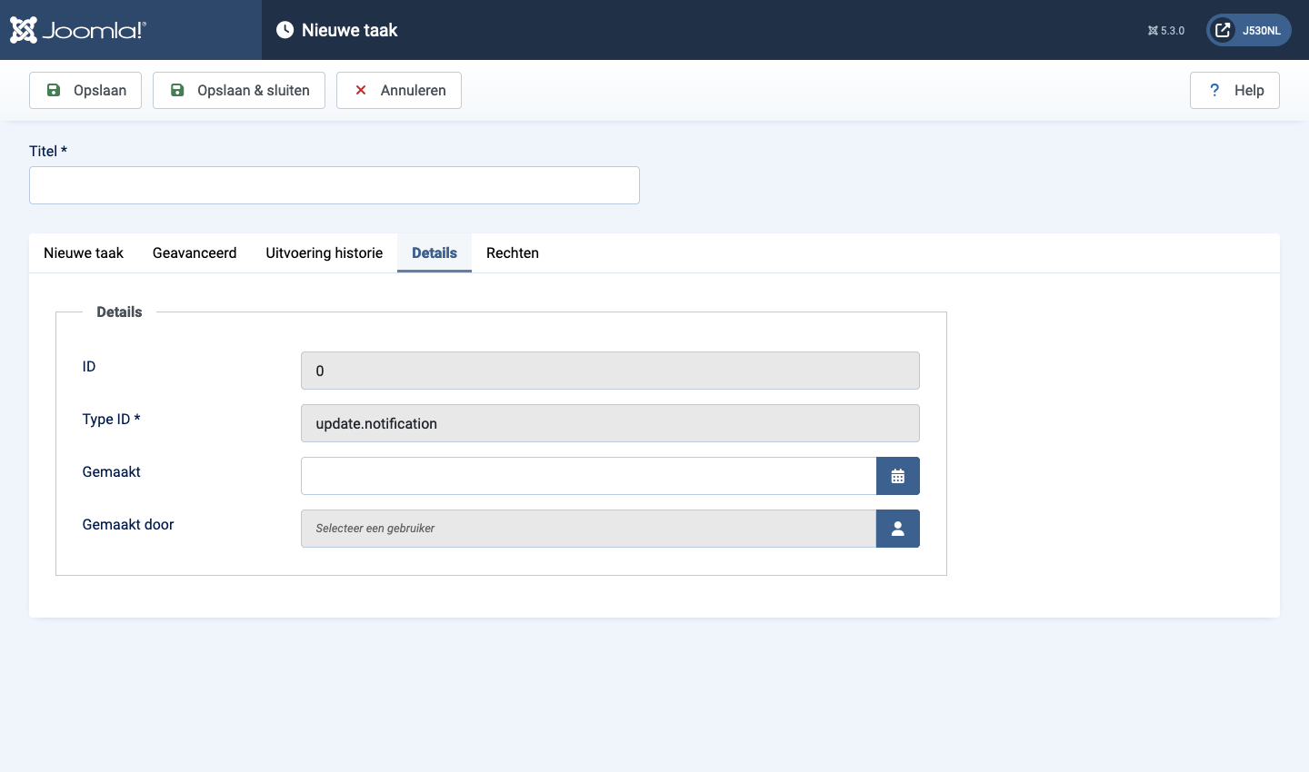joomla update notification details tab parameters