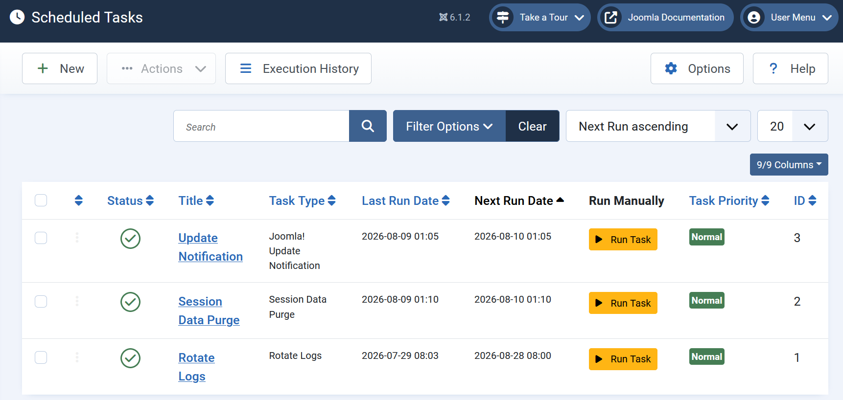 Screenshot of Scheduled Task Administrator.