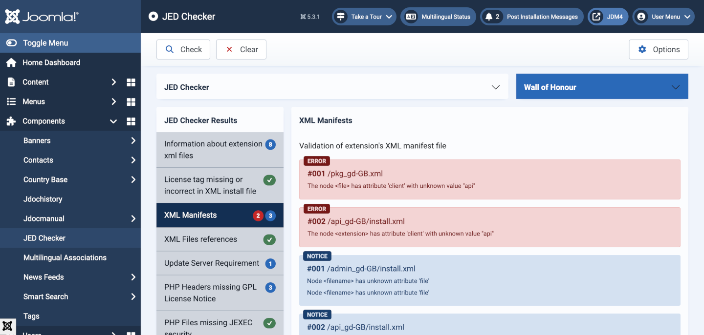 JED Checker Screenshot
