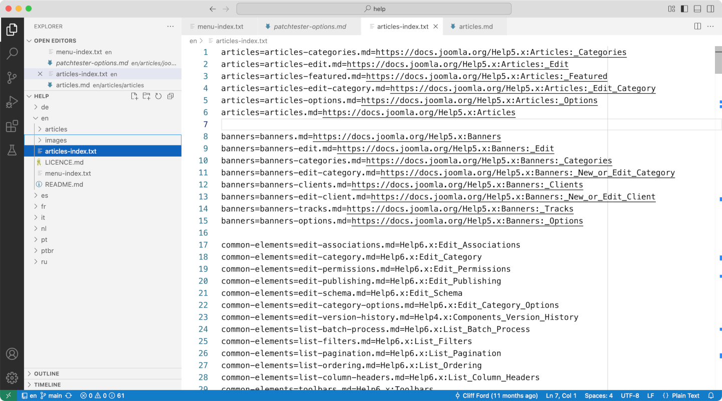 help articles index