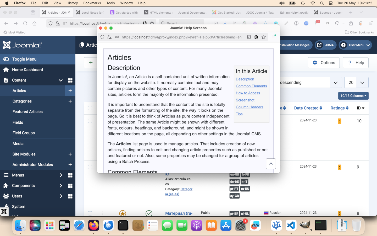 joomla help window