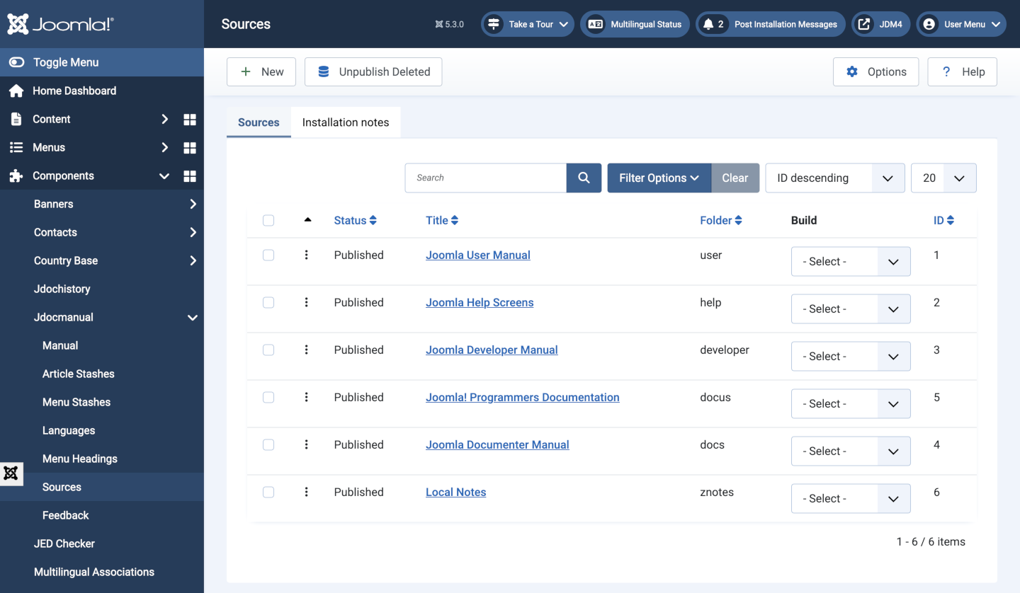 jdocmanual administrator sources view