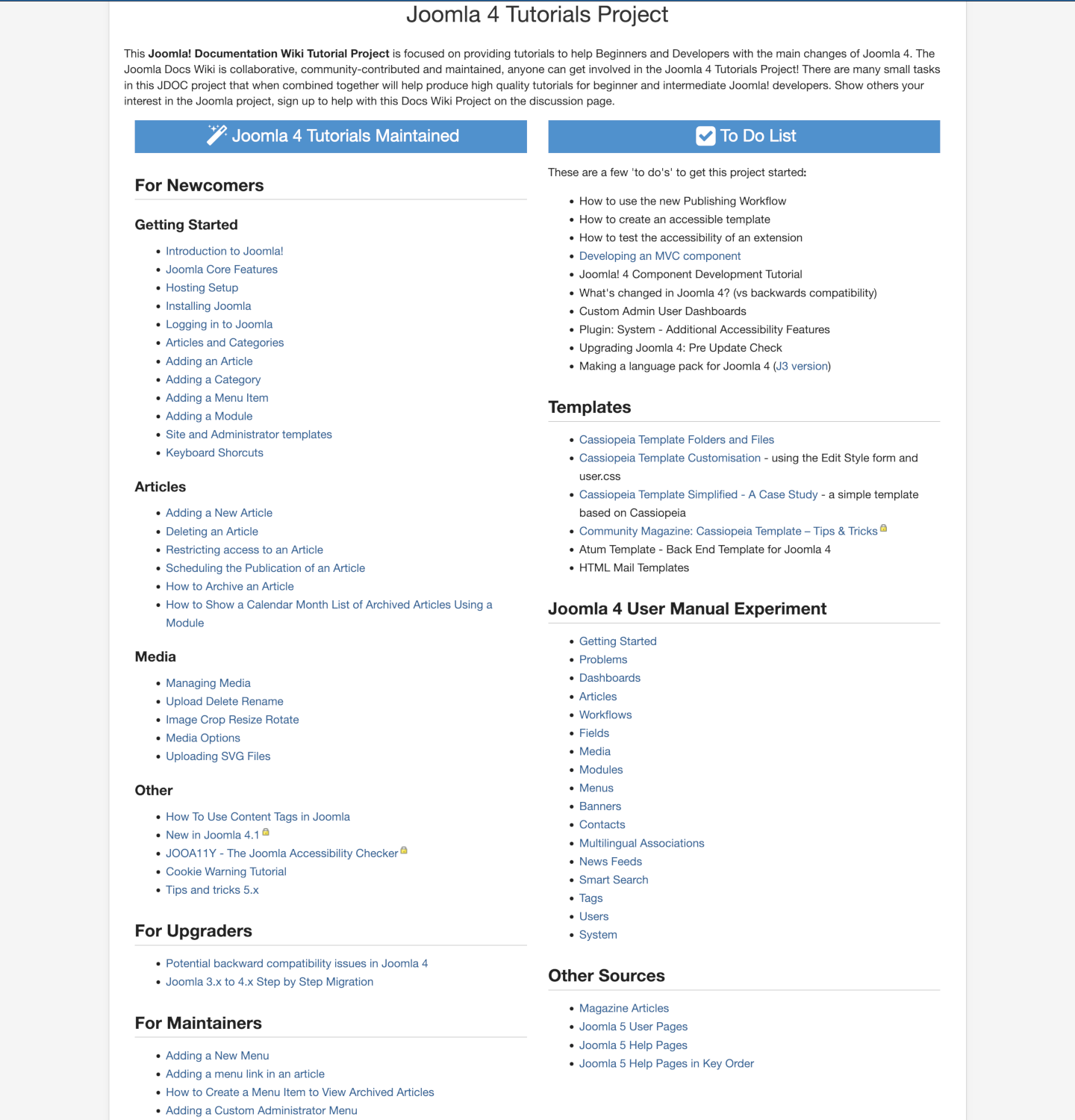 joomla tutorials project