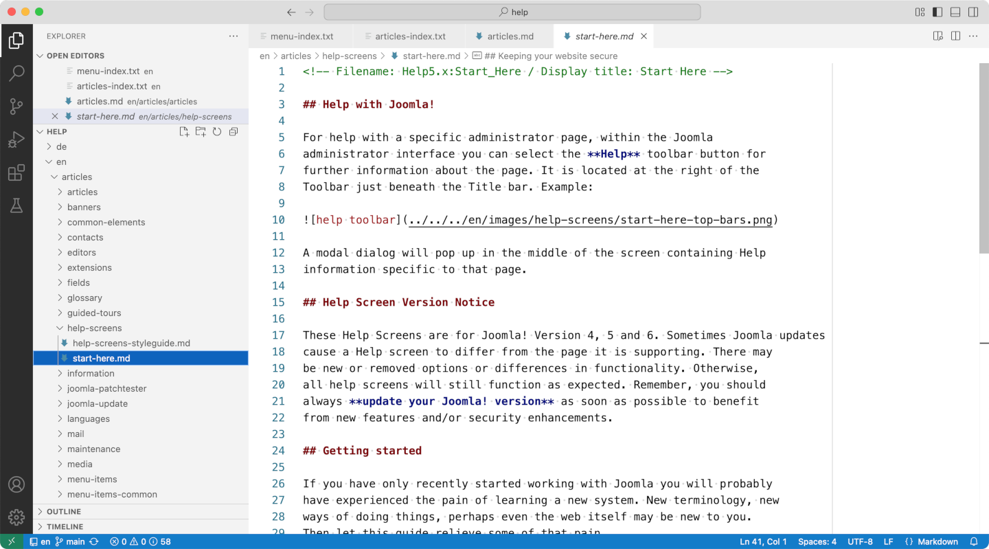 help start here in markdown