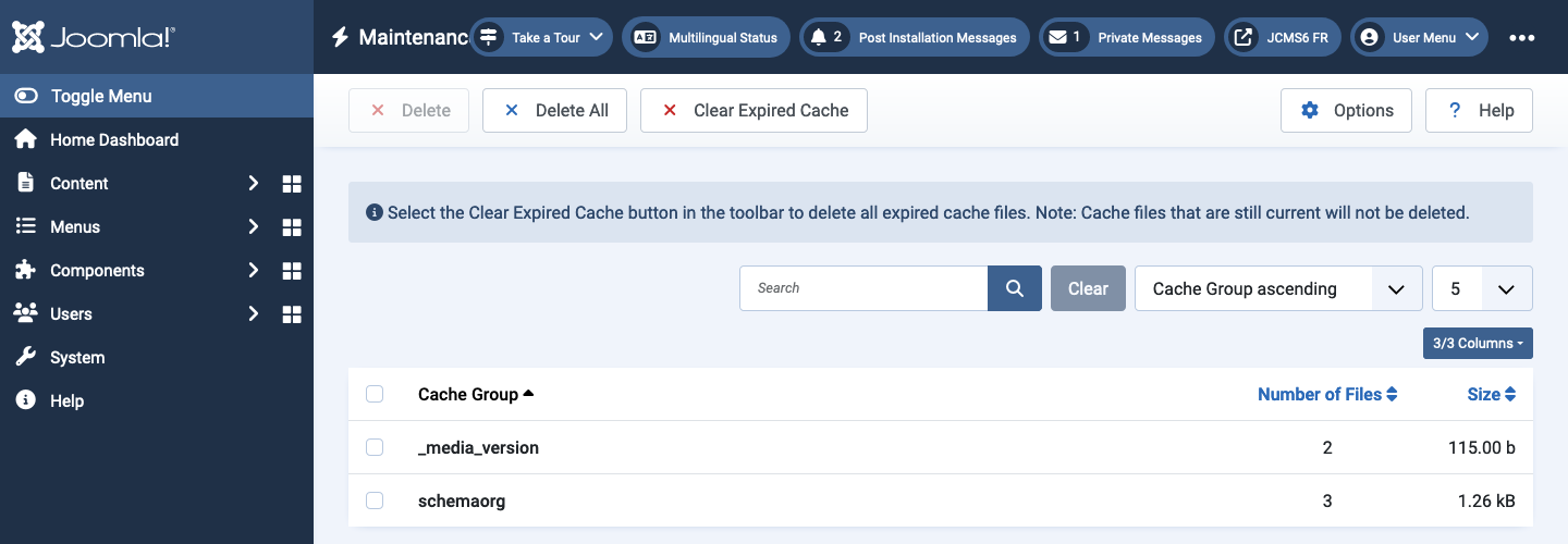 Maintenance Clear Cache