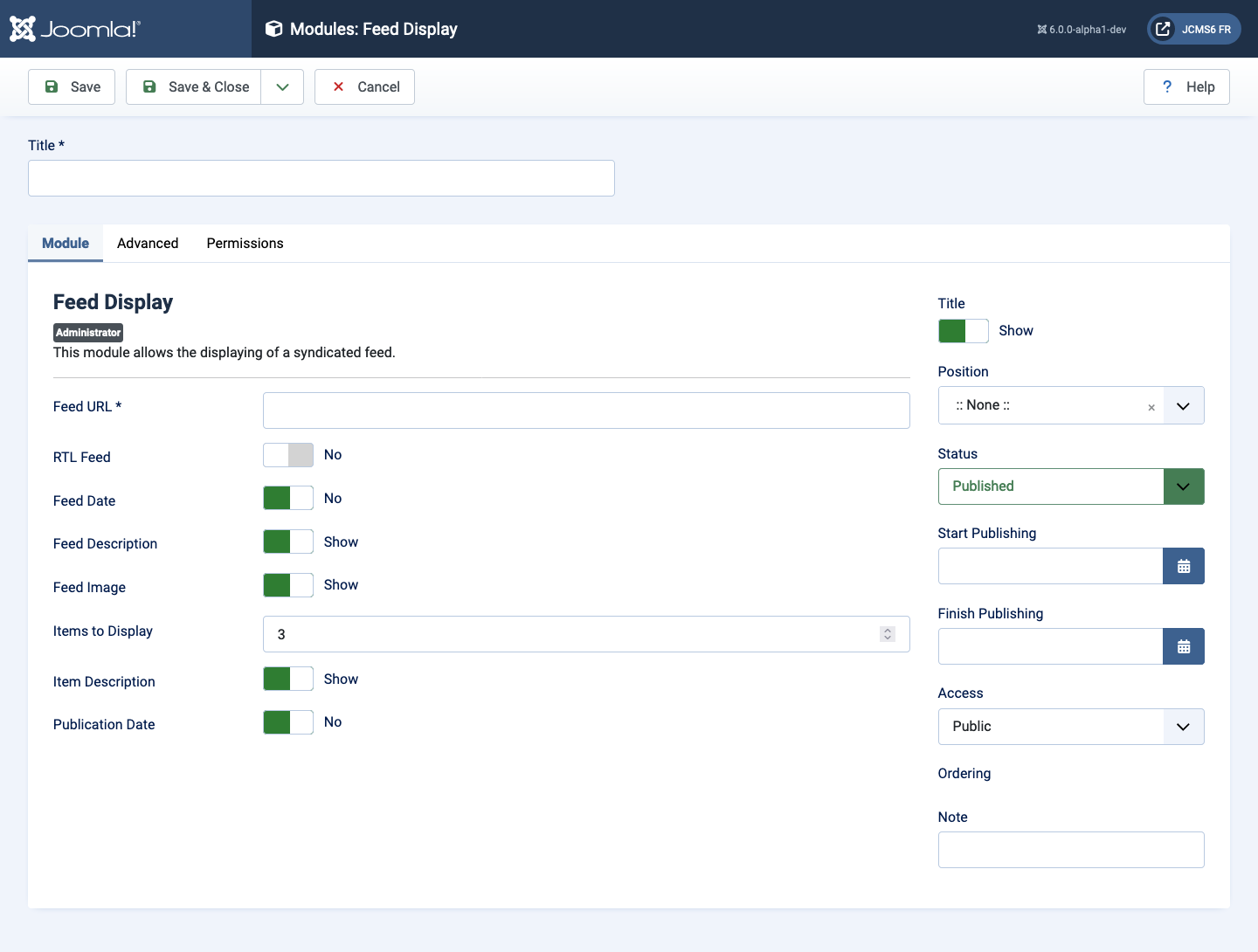 modules feed display module tab