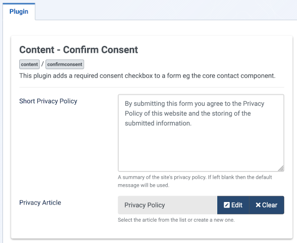 Content confirm consent plugin