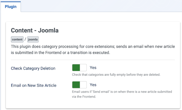 Content Joomla plugin