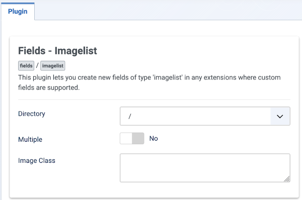 Fields imagelist plugin form