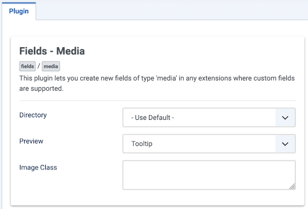 Fields media plugin form