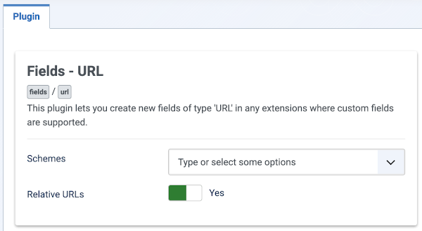 Fields url plugin form