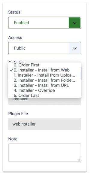 Set order of install from web tab