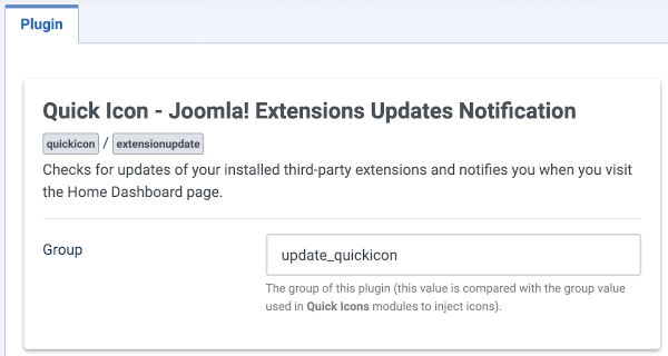 Joomla extensions updates notification edit form