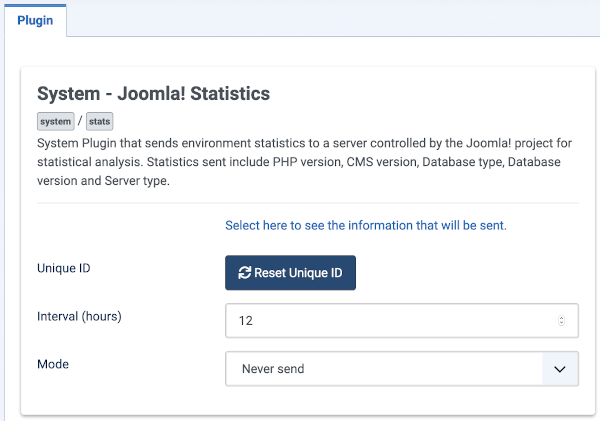 System joomla statistics form