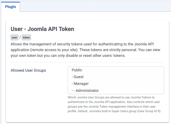 User joomla api token form