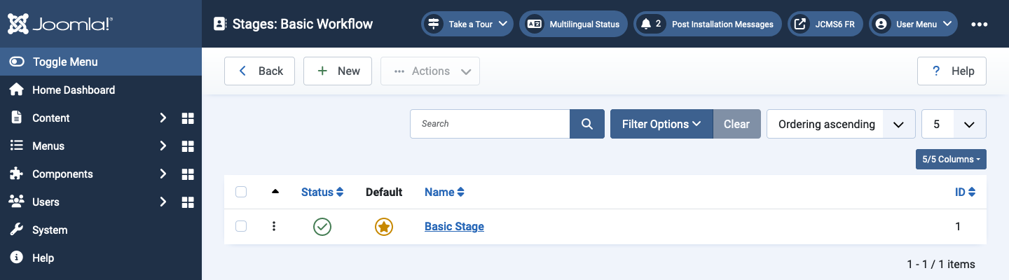 stages basic workflow list