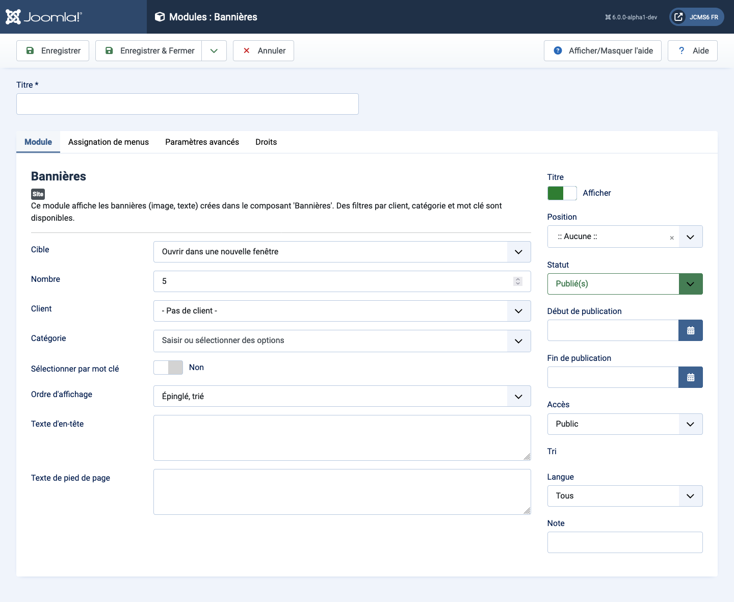 onglet module bannières