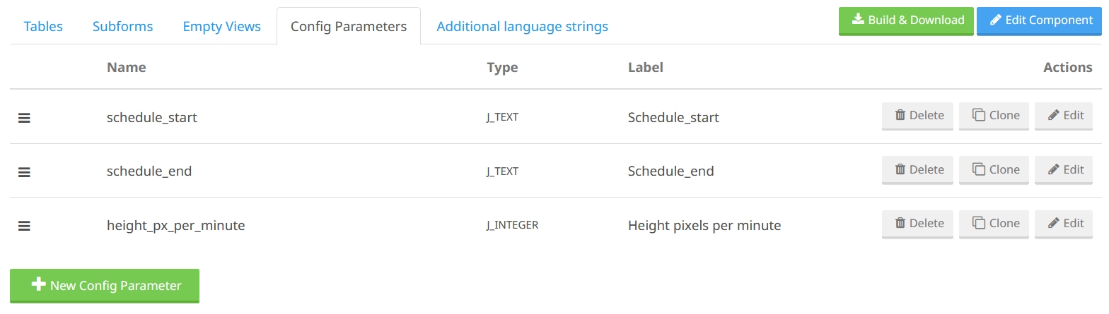 config parameters tab