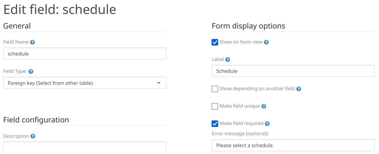 edit field schedule form