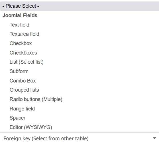 fields selection form