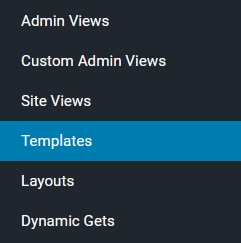 menu with templates highlighted