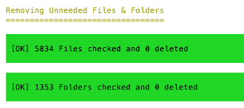 Output of update joomla remove old files