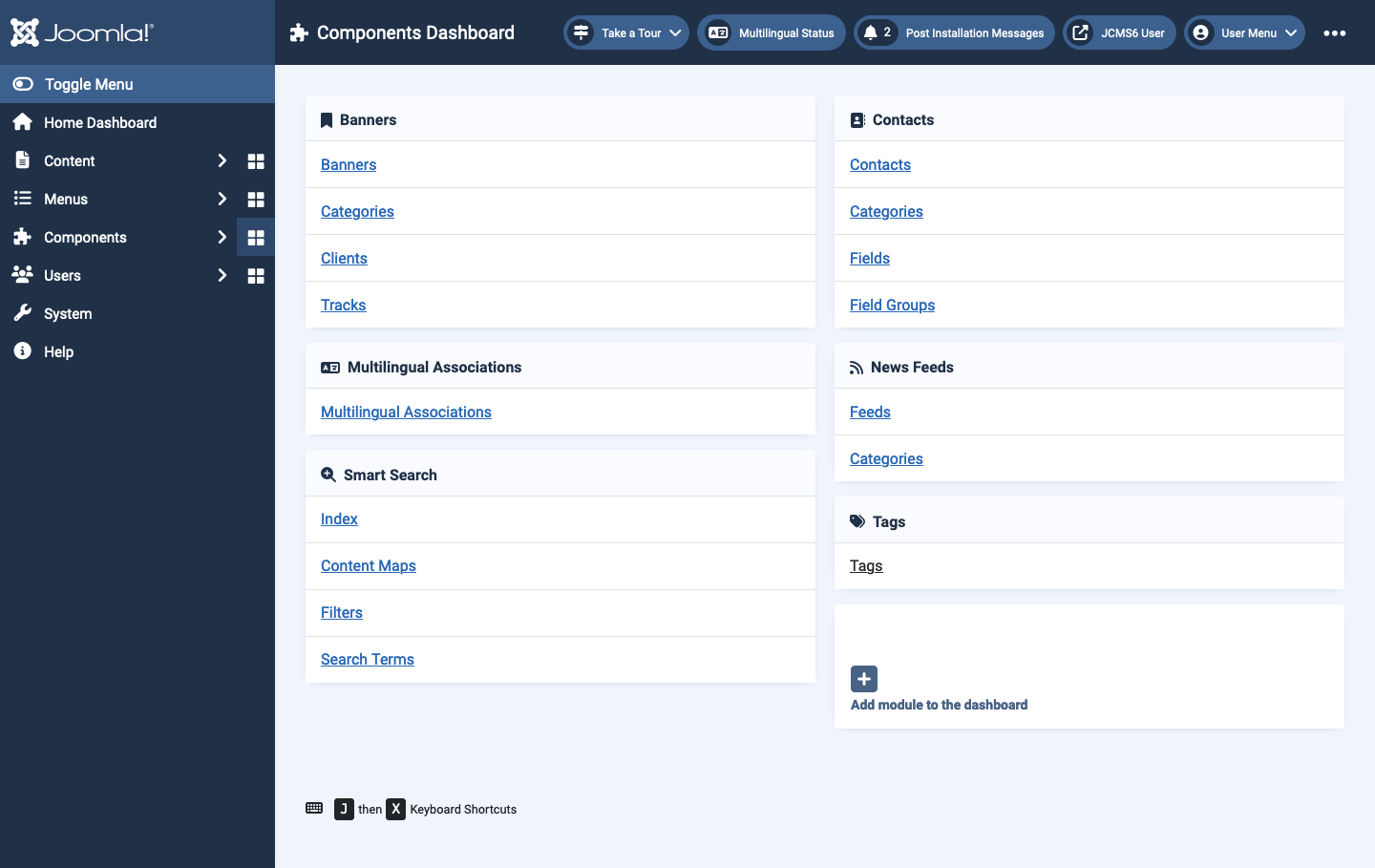 Components dashboard