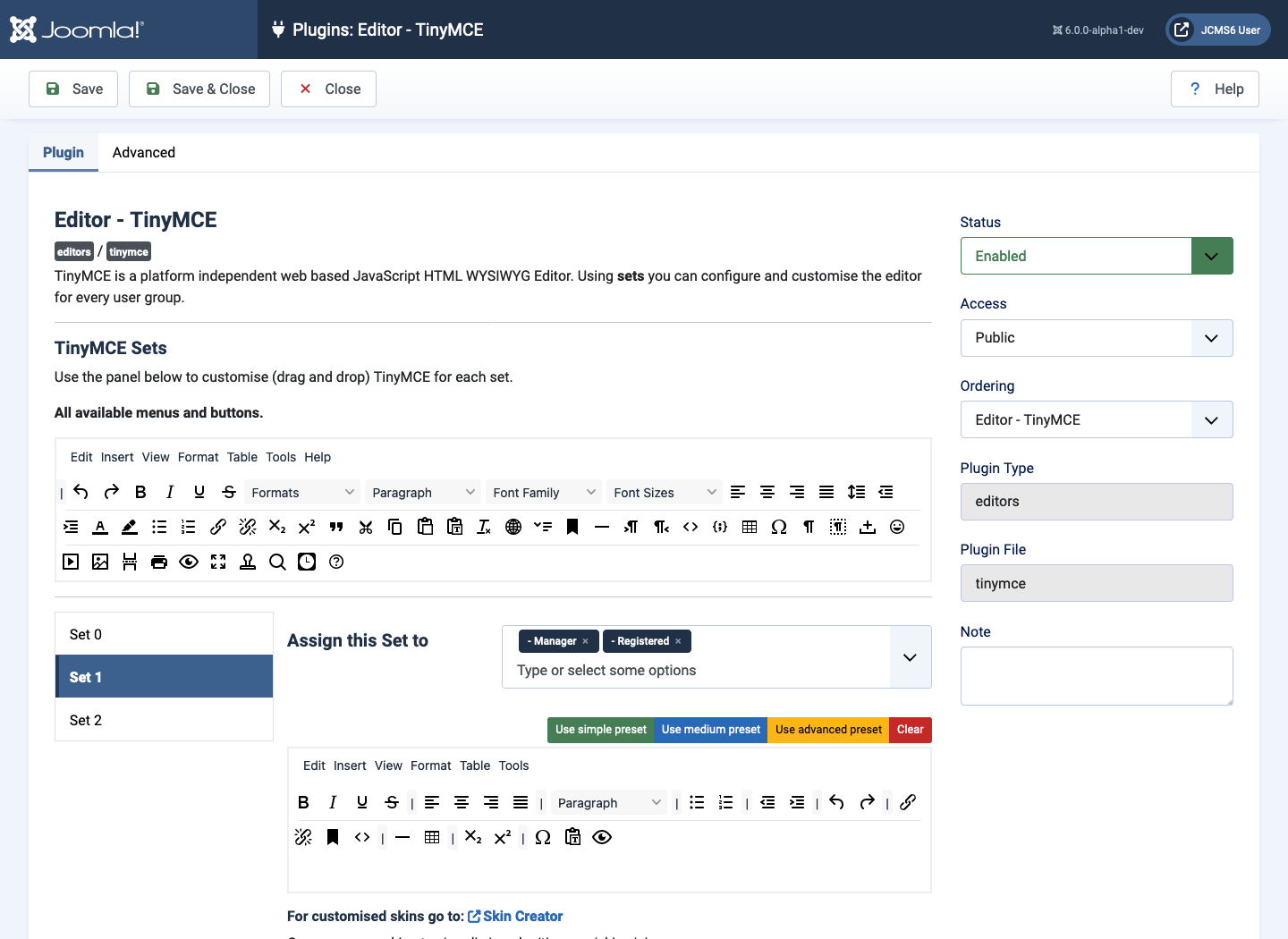 TinyMCE plugin showing button set 2