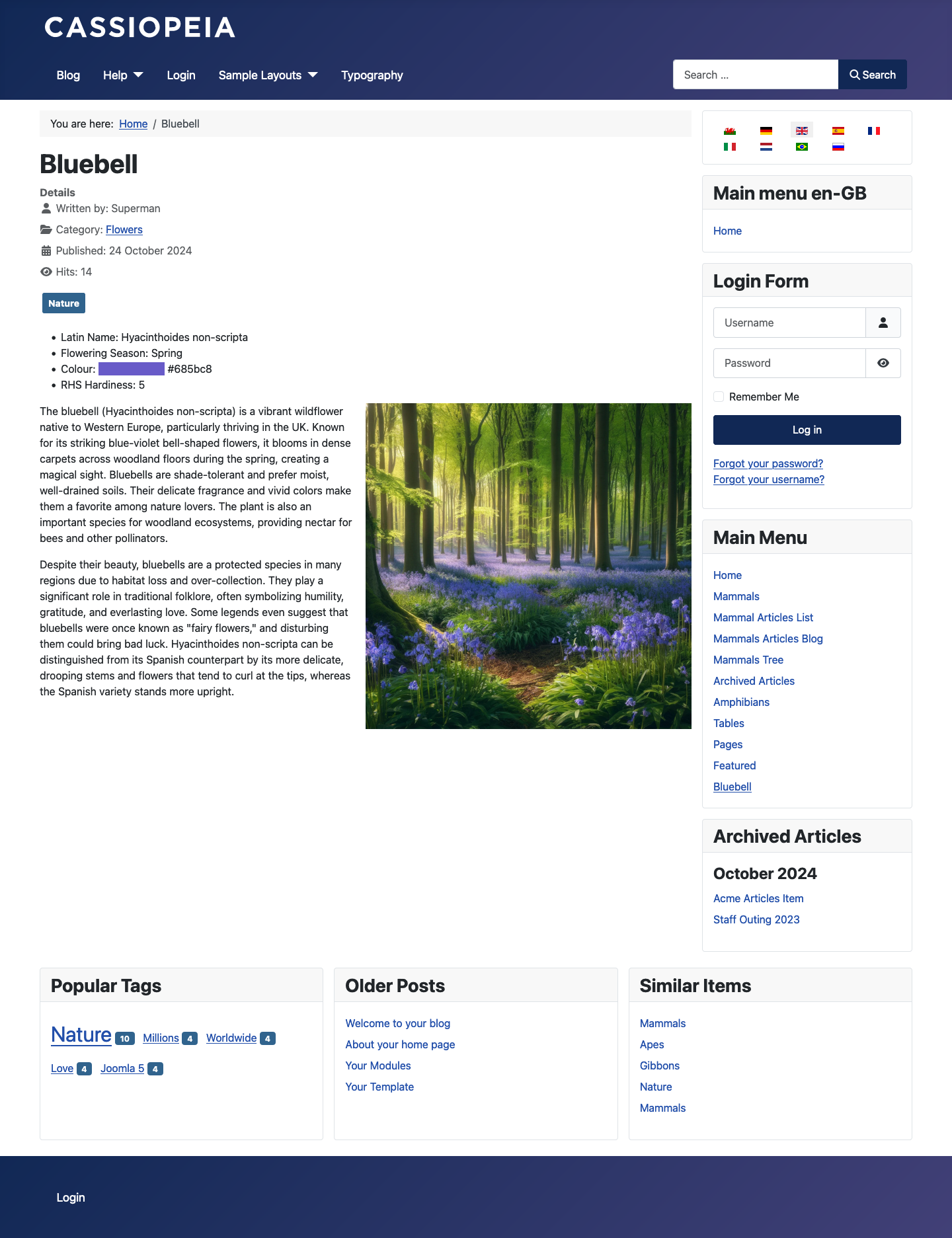 Bluebell article site view