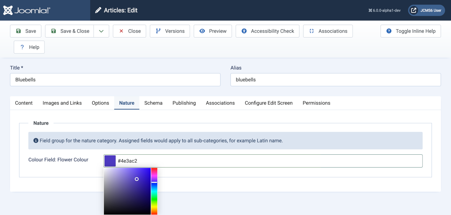 Colour field data entry