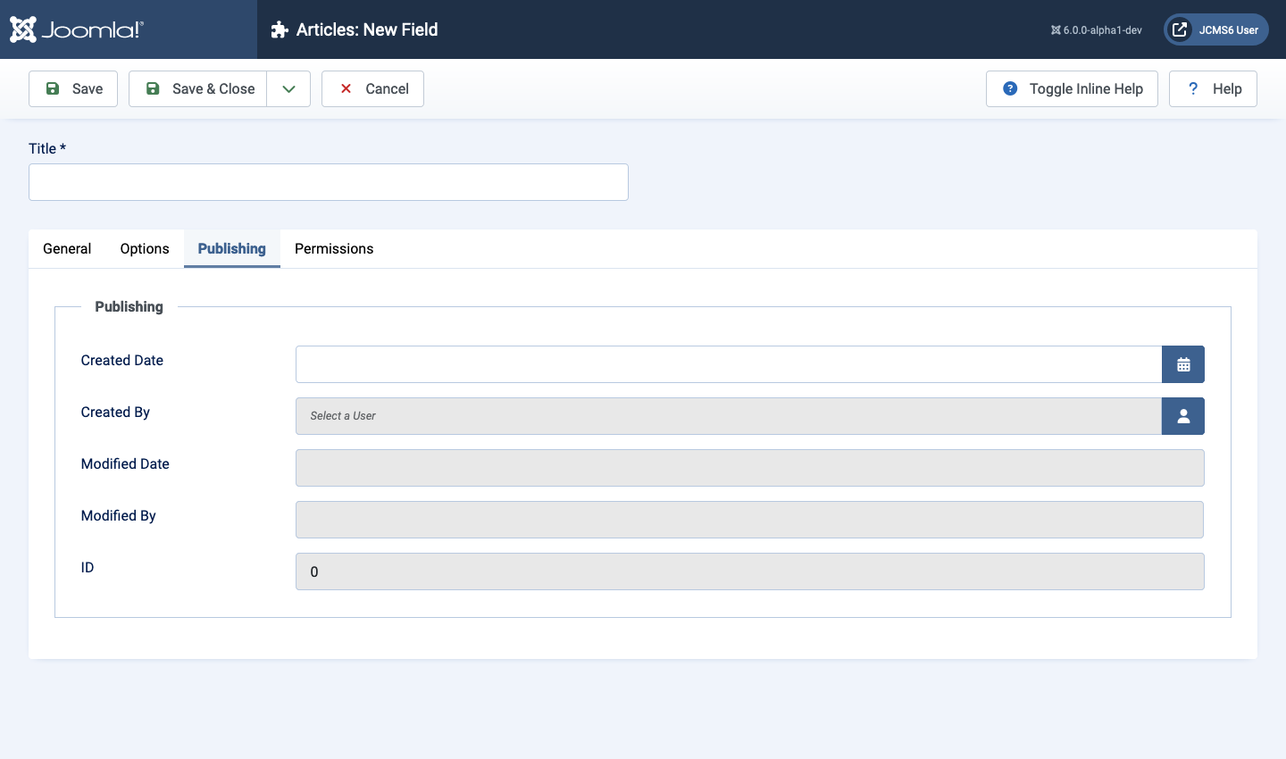 Field parameters general tab