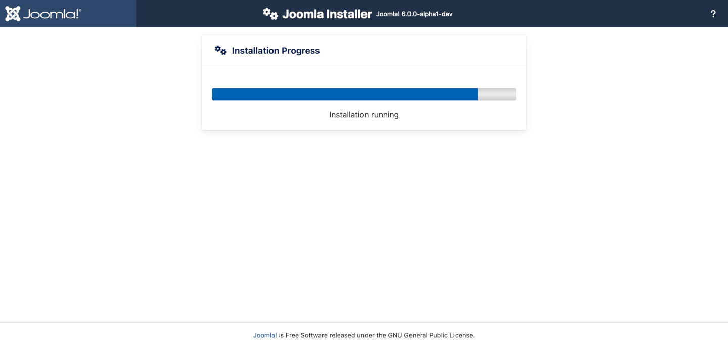 Joomla installer part 4, installation progress bar