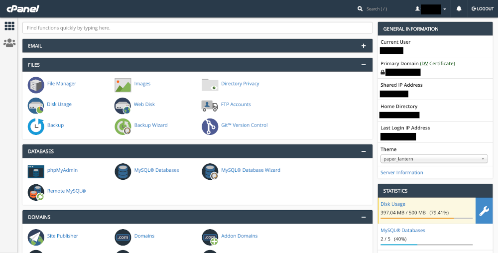 cpanel hosting control panel