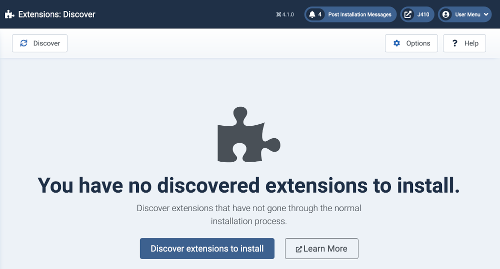 Discover Screen With No Extensions To Install