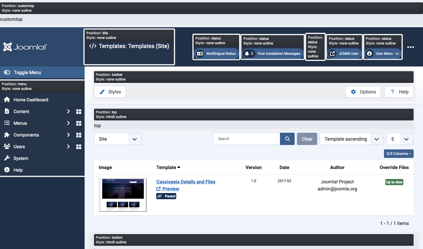 templates atum template positions