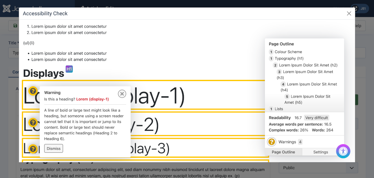 Editor accessibility check