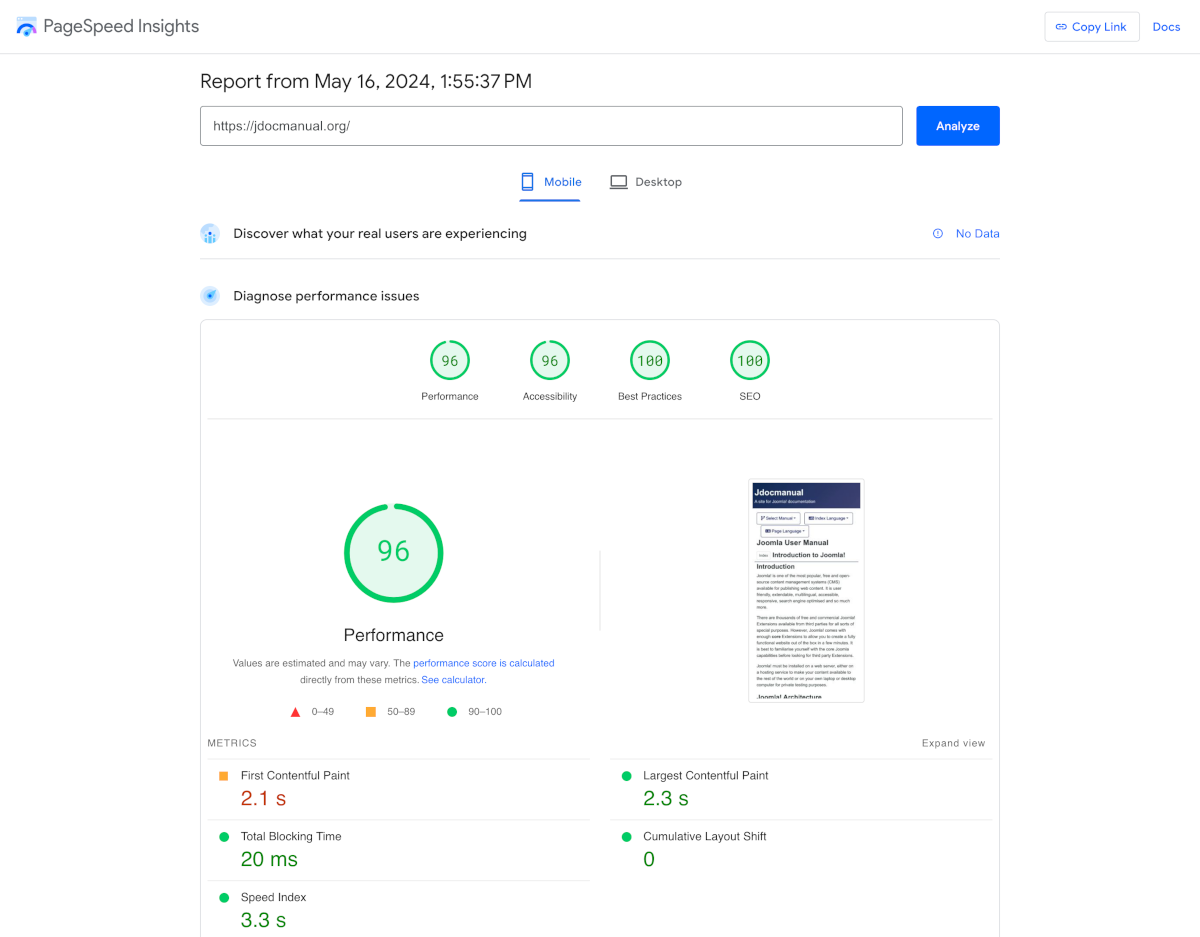 PageSpeed Insights Report