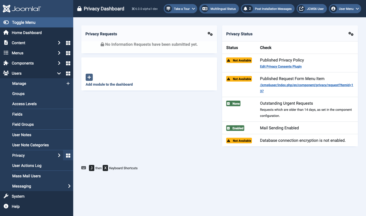 privacy dashboard