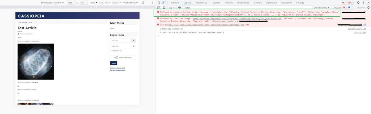 Joomla script hashes