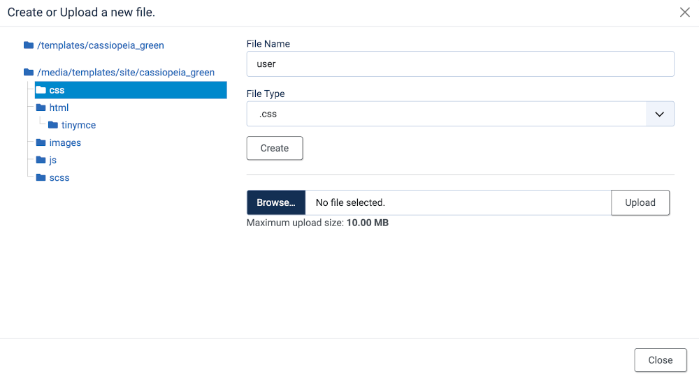 child template create user css form