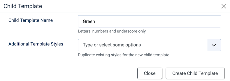 child template modal create form