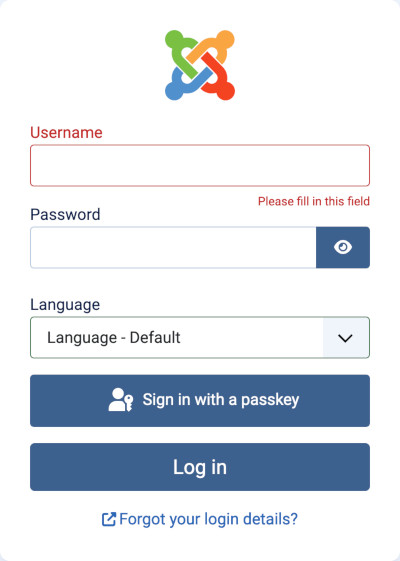 secure administrator login form