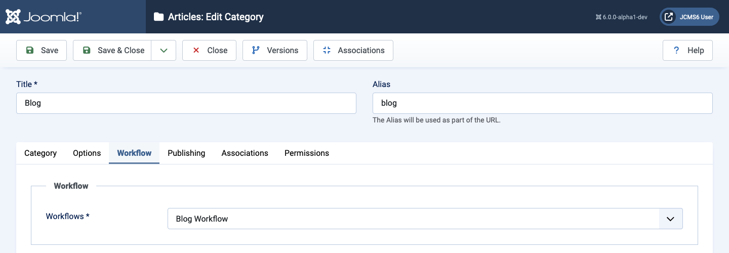 Articles edit category workflow