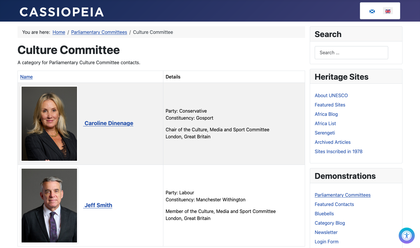 culture committee using the default layout and style