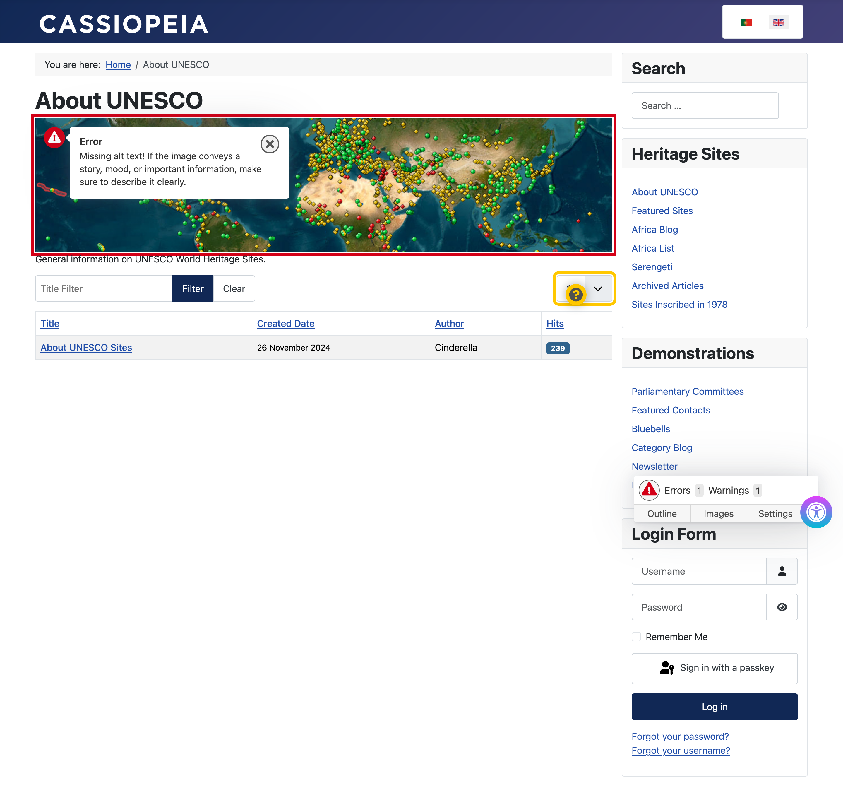 Site accessibility check