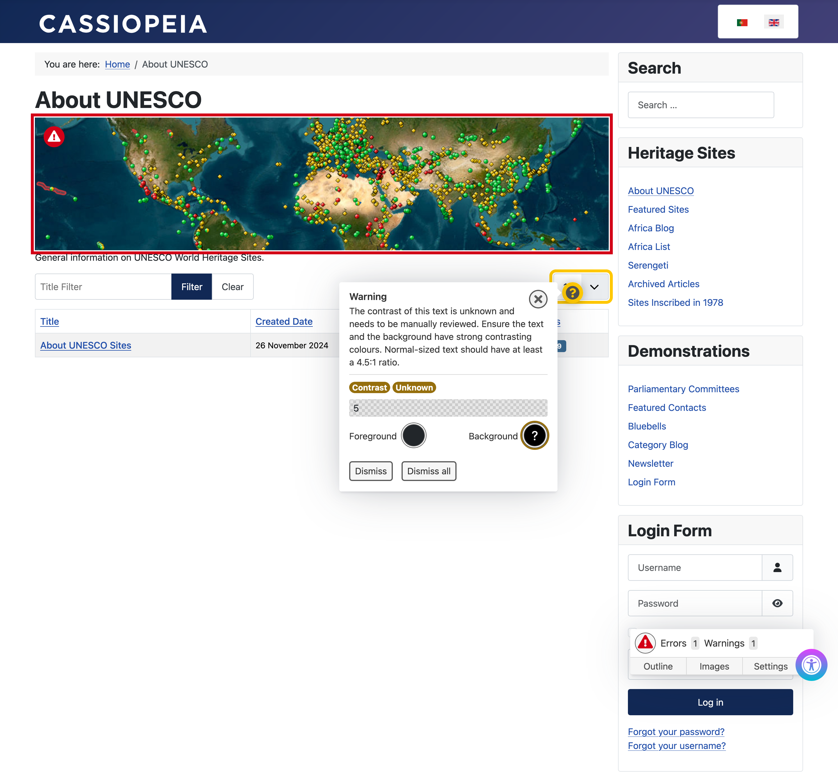 Editor accessibility check